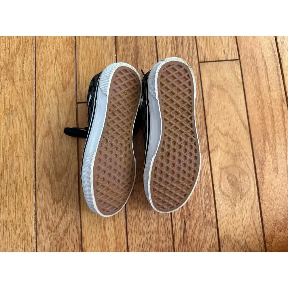 Vans Canvas Seldan Kids Youth Size 3 Black Grey Checkered Low Top Skate Shoes